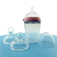 Wholesale 2020 Baby Products New design 3 in 1 shape double colors Silicone Feeding Baby Bottle BPA Free For Child